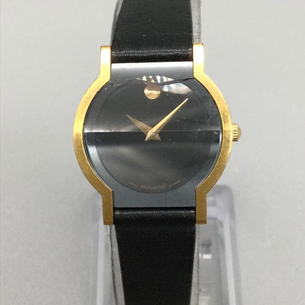 Vtg Movado 87-90-820 Womens Watch 24mm Cracked Crystal Not Running For Parts